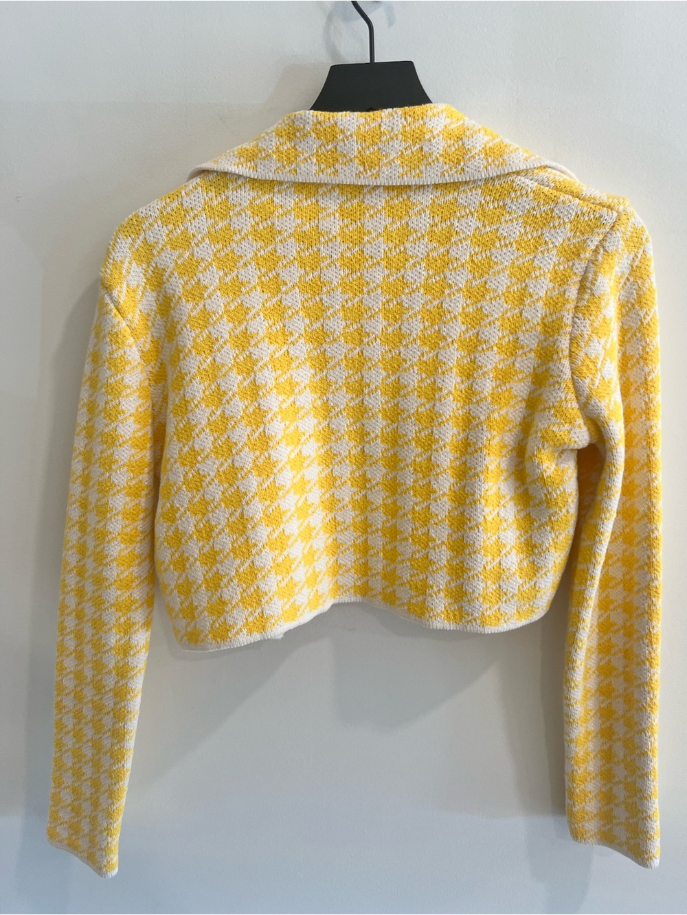 Zara Yellow & White Houndstooth Cropped Blazer - Picture 9 of 9